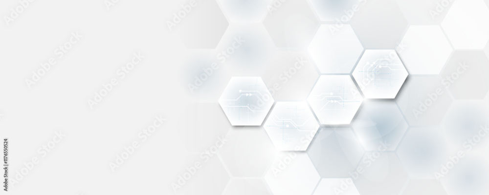 Wall mural hexagonal geometric concept technology background image and communication networks