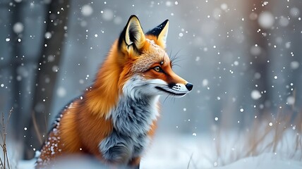 Fototapeta premium fox in snow