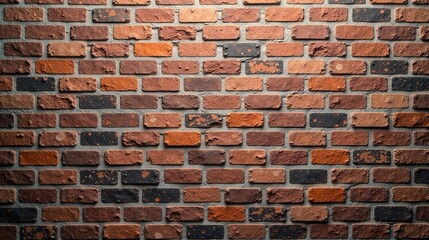 Fototapeta premium Illuminated Brick Wall Texture A Detailed View of Rustic Brickwork with Varied Hues and Subtle Mortar Details
