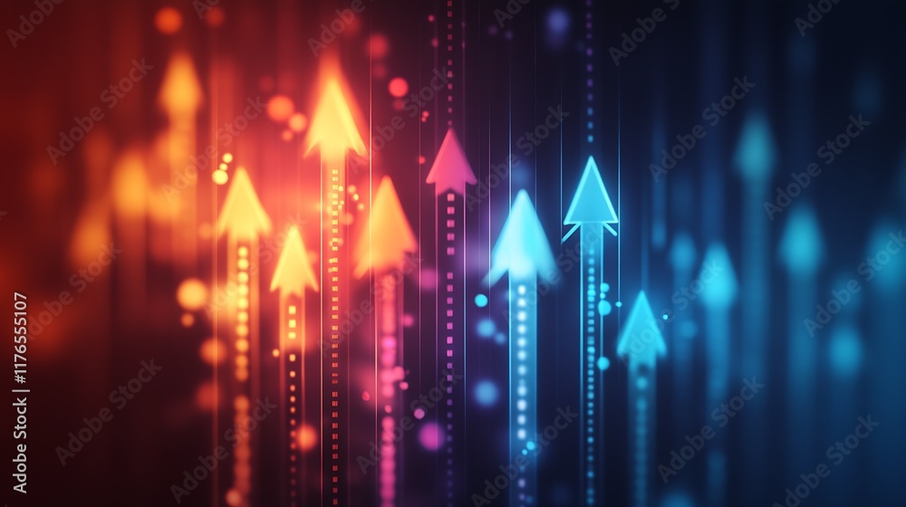 Aufkleber Abstract Colorful Arrows Symbolizing Growth and Technology Background Art : Generative AI
