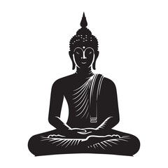 Serene Buddha Silhouette Meditation Pose Art Illustration