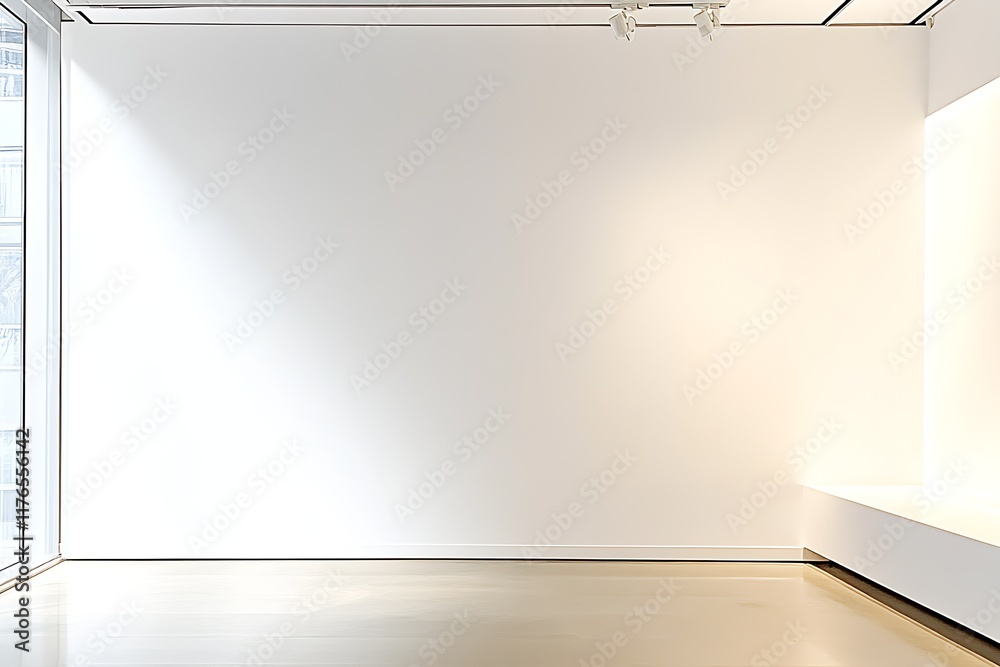 Poster contemporary gallery space with white walls ideal for minimalistic art exhibits : generative ai
