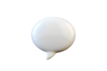 3D Glossy White Speech Bubble on Transparent Background - Digital Dialogue Icon