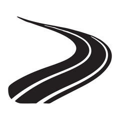 Abstract Curved Road Silhouette Travel Path Vector Art