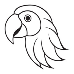 Simple Parrot Head Silhouette Line Art Illustration