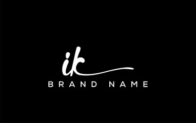 IK letter beauty handwriting vector logo.