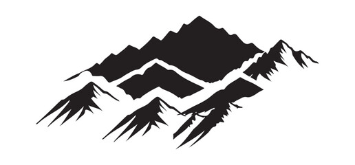 Majestic Mountain Range Silhouette Landscape Illustration