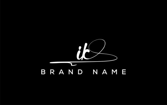 IK letter beauty handwriting vector logo.