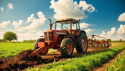 old tractor in field