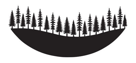 Silhouette of pine trees forest vector illustration for nature lovers