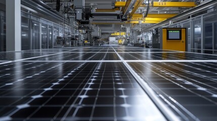 Fototapeta premium Solar panel factory production line. (1)