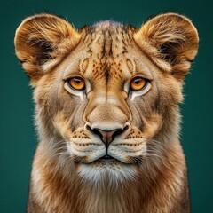 Obraz premium Lioness portrait, wildlife, zoo, close-up, majestic, nature, animal, background