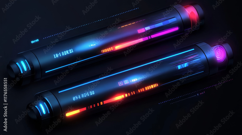 Poster hud futuristic loading bars, sci fi user interface and digital technology, vector screen ui. hud gam