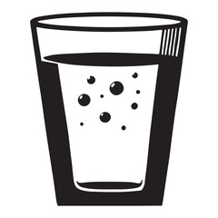 Simple Glass of Sparkling Water Vector Illustration