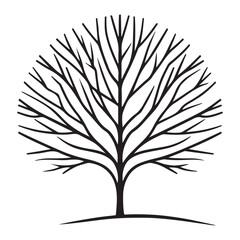 Obraz premium Silhouette of a Round Bare Tree Graphic Design Element Winter