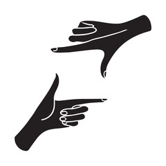 Black Silhouette Hands Forming a Frame for Photography