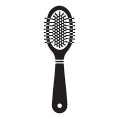 Oval Hairbrush Silhouette Illustration for Grooming Supplies
