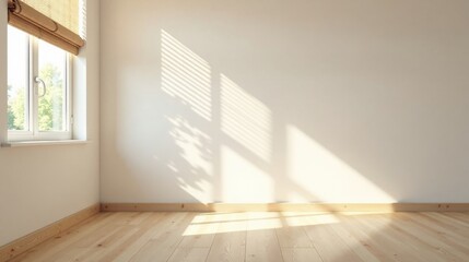 Obraz premium Empty Room with Light Streaming Through Window and Soft Shadows on Wall