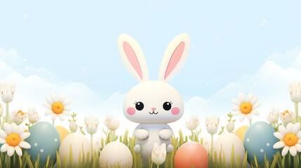 Obraz premium easter bunny with easter eggs