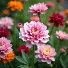 Fototapeta premium Cluster of pink and white ranunculus, shallow depth of field , beautiful, bloom, floral photography