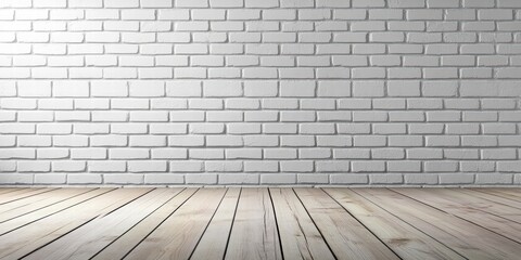 Fototapeta premium Modern Interior with White Brick Wall and Wooden Floor Design