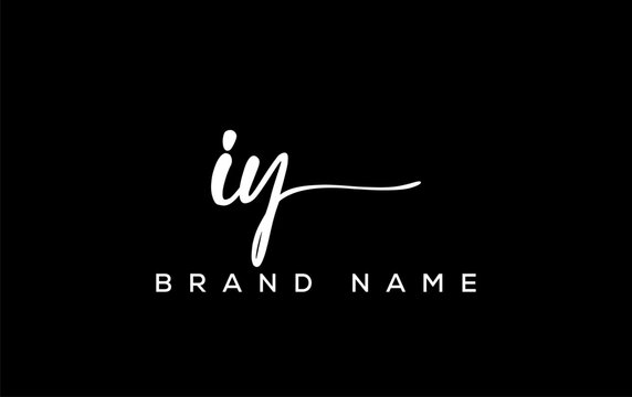 IY letter beauty handwriting vector logo.