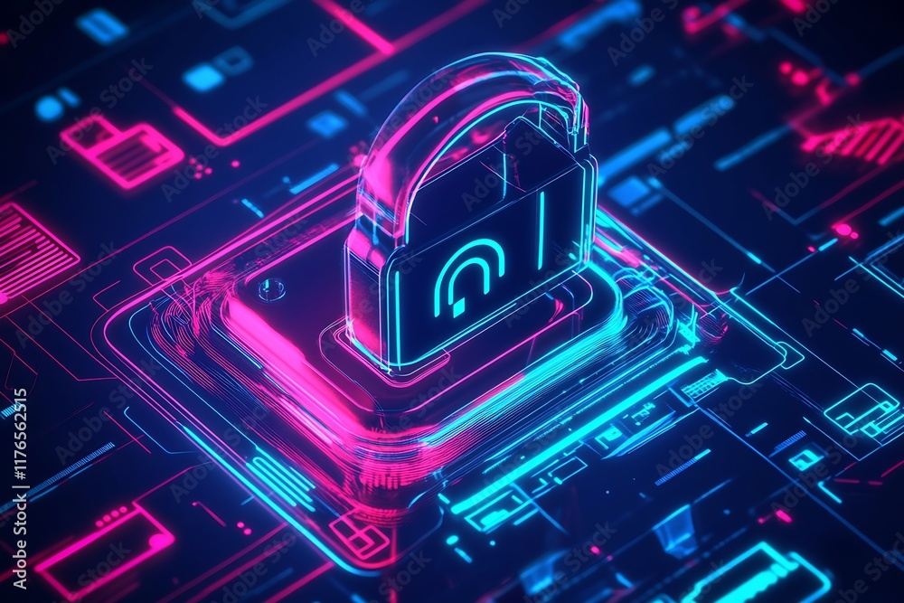 Poster Secure Communication Concept with Digital Network Lock and Connectivity : Generative AI