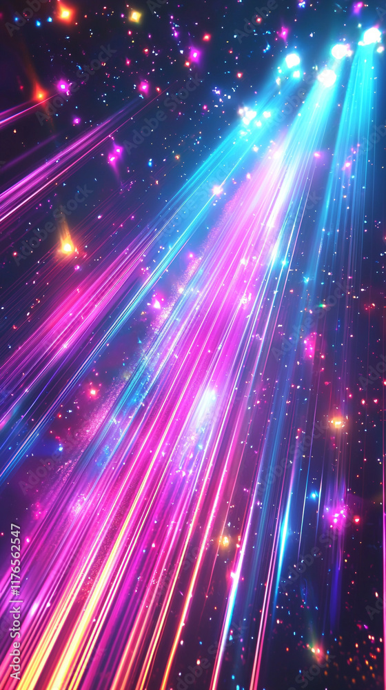 Wall mural neon lights glowing lines abstract background