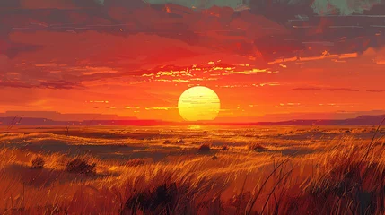Fototapete A serene desert landscape with soft dunes and a golden sunset, calm and expansive © Swaroop
