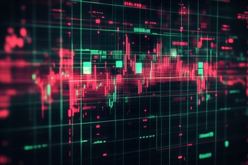 Fototapeta premium Modern Futuristic Stock Trend Visualization with Red and Green Tones : Generative AI