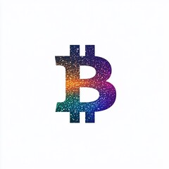 Obraz premium Glittering rainbow Bitcoin symbol.