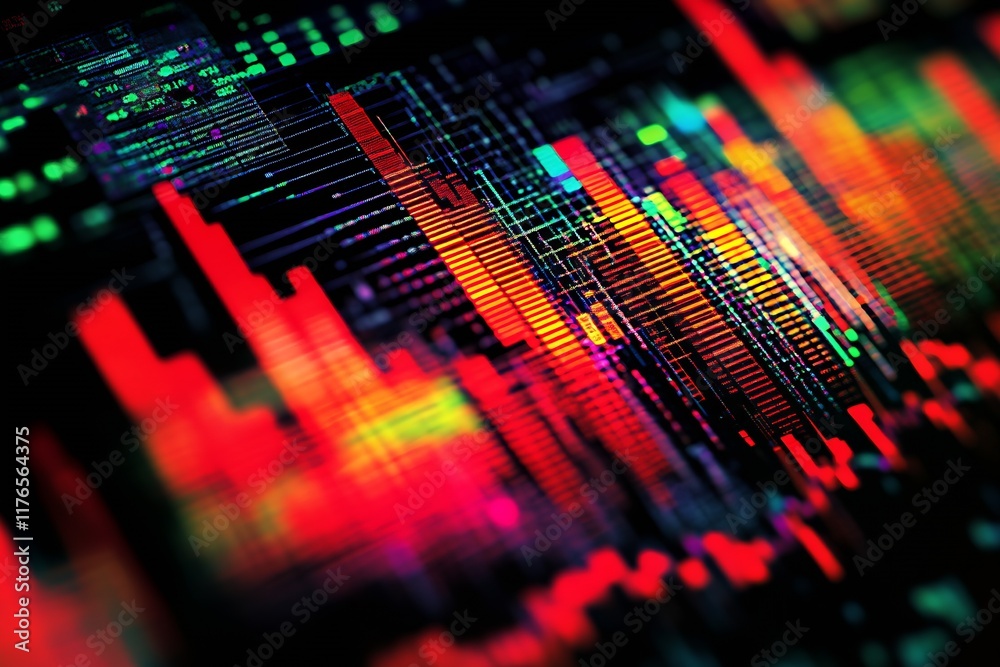 Poster futuristic abstract data sound wave design in bright vibrant colors : generative ai