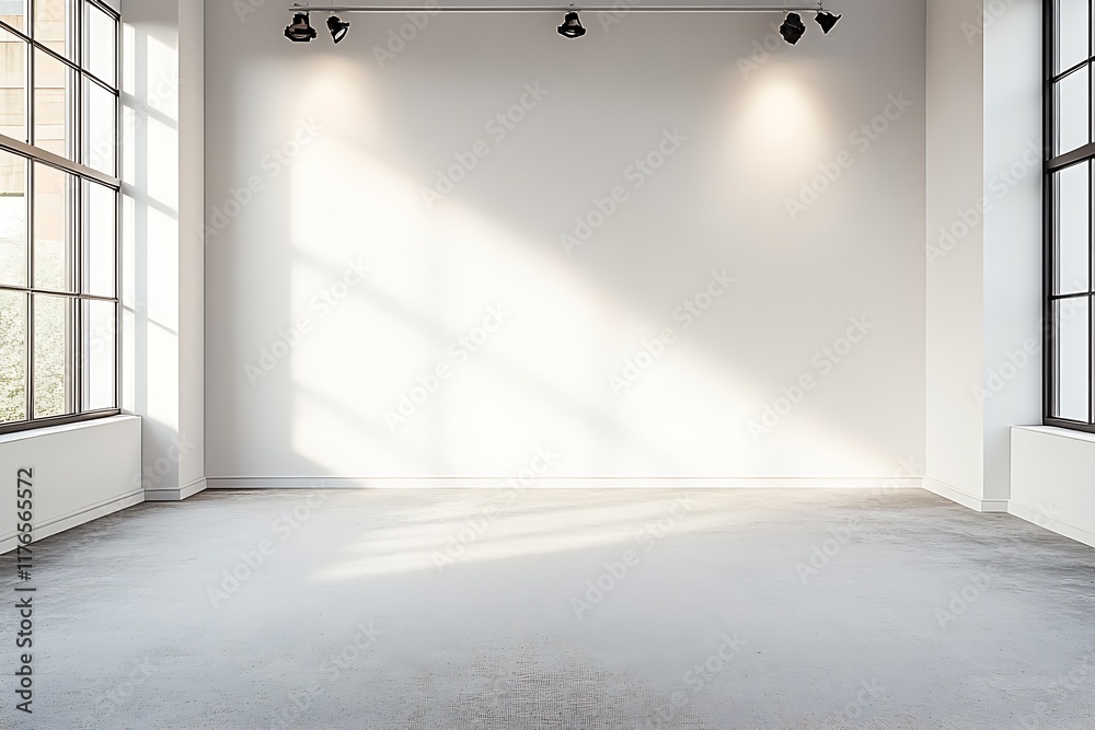 Aufkleber minimalist gallery room with abundant natural light and elegant architectural design : generative ai