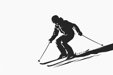 Naklejka premium Graceful skiing silhouette in serene minimalist setting