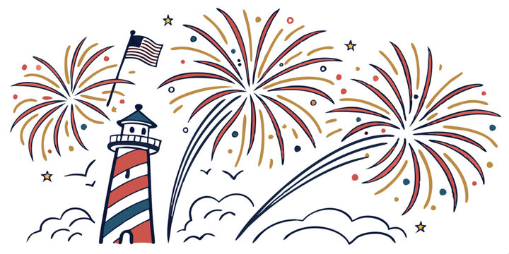 Festive Fireworks Illustrations on Transparent Background. Perfect for: New Year's Eve, Independence Day, celebration events