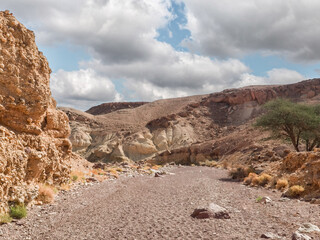 Indescribable  splendor of the mountains in the Red Canyon Nature Reserve near the Eilat city in the southern Israel