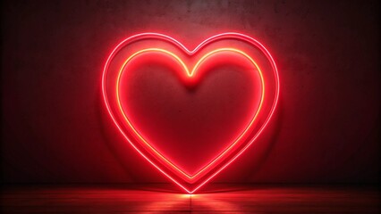 glowing red neon heart valentine day background
