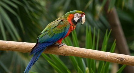 Obraz premium Colorful Macaw Parrot on Branch Tropical Bird Wildlife