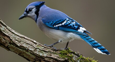 Blue Jay Bird on Branch Wildlife Photography Nature Image