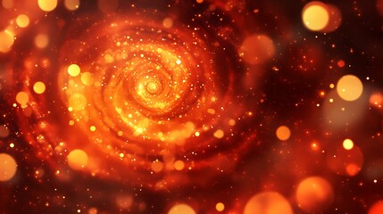 Abstract swirling fiery orange bokeh lights background