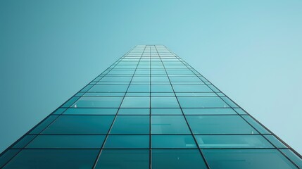Modern Glass Tower Reaching for the Sky. Minimalist Architecture.