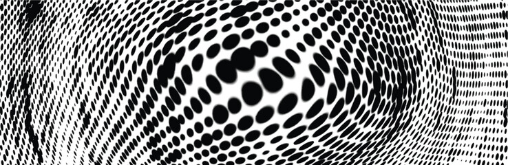 Wavy gradient halftone dots pattern texture background. Vector illustration
