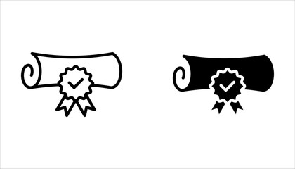 certificate icon set. Achievement, award, grant, diploma concepts on white background