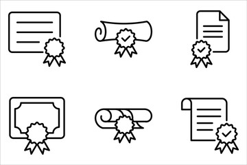 certificate icon set. Achievement, award, grant, diploma concepts on white background