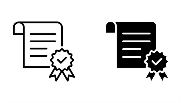 certificate icon set. Achievement, award, grant, diploma concepts on white background