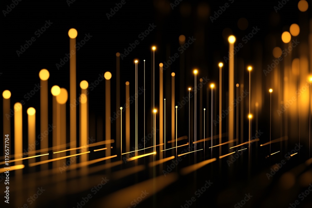 Leinwandbilder Bright Golden Light Effects on Dark Surface Capturing Abstract Technology and Dynamic Motion : Generative AI