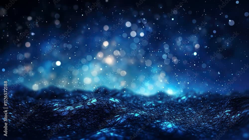 Aufkleber celestial blue landscape: a mesmerizing abstract image of a dark, rocky landscape bathed in an ether