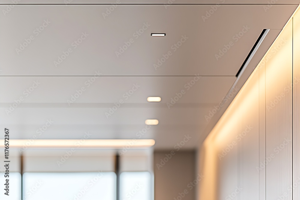 Poster Modern Office Ceiling with Recessed Lighting and Minimalistic Design : Generative AI