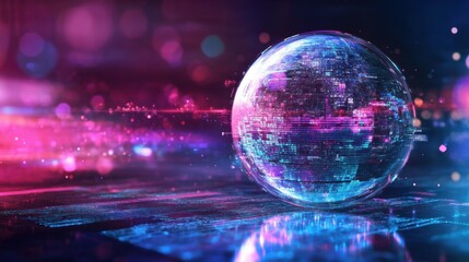 Obraz premium Stock banner technology based on data science and innovation is used in Internet cyberspace by a round ball with AI text.