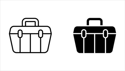 Tool box line icon set. Toolbox, toolkit, instrument. Construction concept on white background